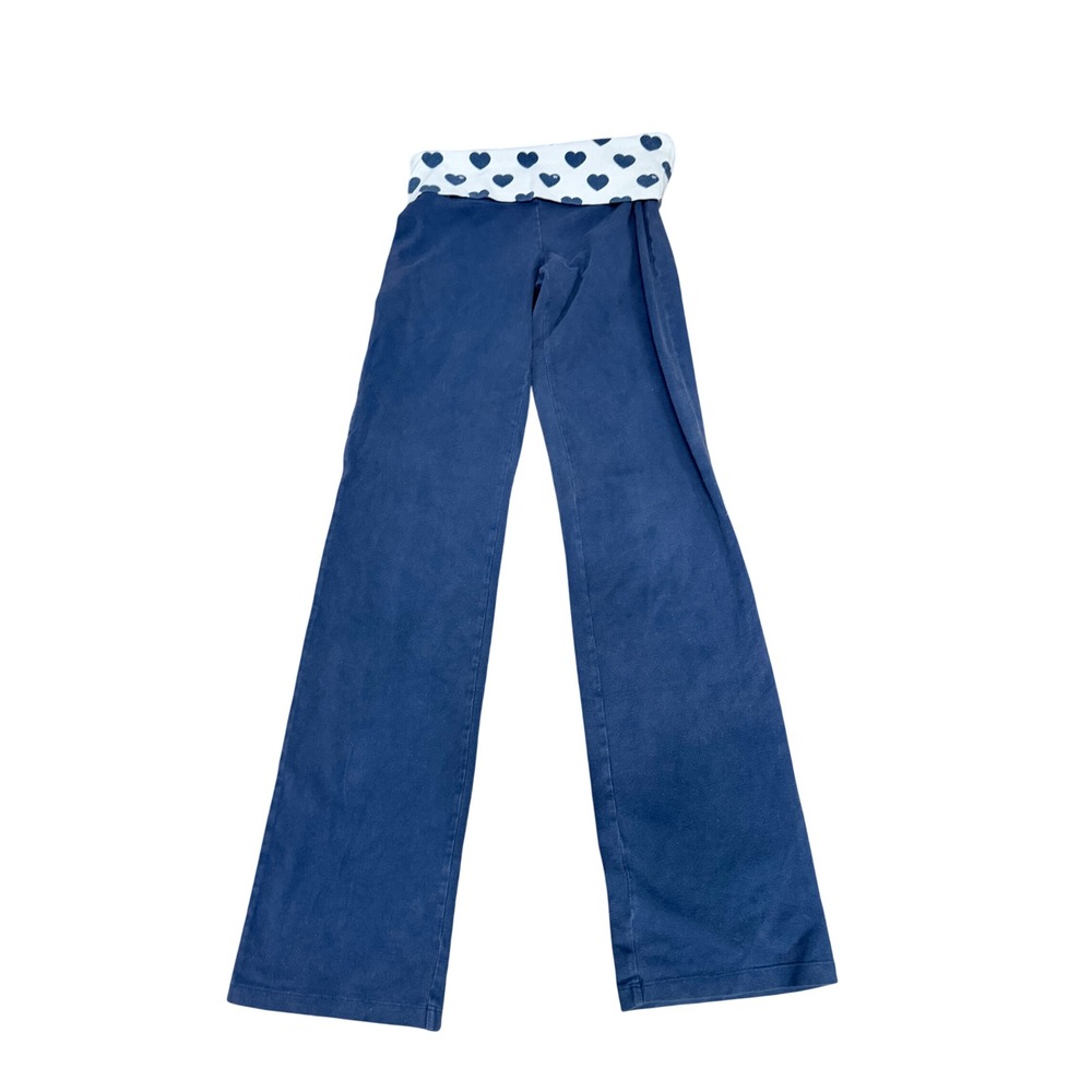 Y2K PINK Victoria's Secret Navy Blue Heart Foldover Waist Yoga Flare Pants Small